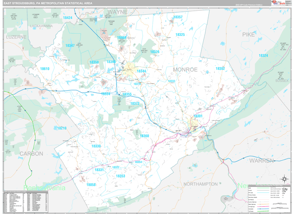 East Stroudsburg, PA Metro Area Wall Map